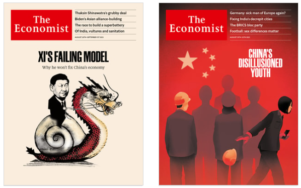 Khoon_Goh's tweet photo. Economist magazine cover as contrarian indicator strikes again? #China equity markets rally after authorities announced measures to boost sentiment. https://t.co/ShrvP9lP4s
