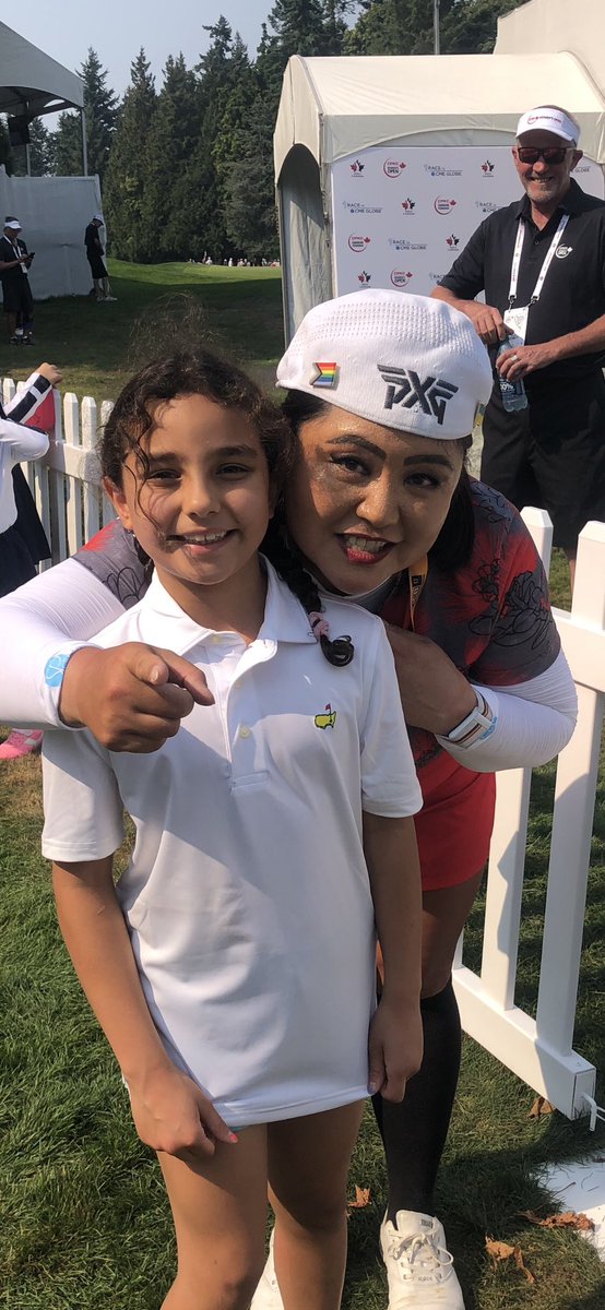 Cub99's tweet image. The @TheChristinaKim doing what she does best. The smile on Maya says it all. The @LPGA and @PGATOUR need more players like CK. Was a pleasure to watch her play today. @ShaughnessyGolf @cpkcwomensopen @loriekanelpga @TheShotgunStart  
#prospro #classact
