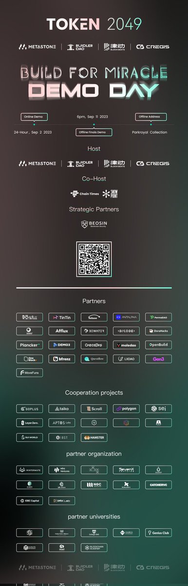 FlashDAOGlobal's tweet photo. 💥 Build For Miracle Demo Day

🤗 All startups are welcome to sign up now. The selected projects will have a chance to get tens of thousands of dollars in prize money and 20WU investment opportunities from Metastone, so don't miss it 🔥! https://t.co/khUbEFXs7o