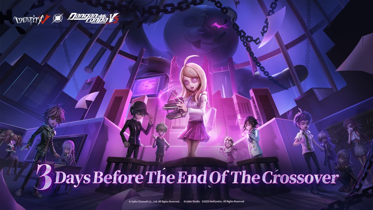 GameIdentityV's tweet photo. Shed your doubts and reveal the truth!  
3 days left till the end of Identity V x DanganronpaV3 Crossover  
Keep reasoning in the manor! 
#identityV #identityVCrossover #Danganronpa https://t.co/8HZzhpHMu5