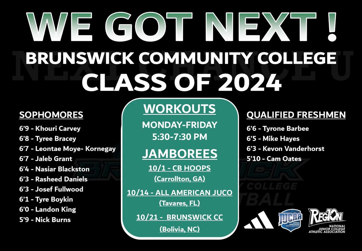 COLLEGE COACHES! <a href="/BrunswickCC_MBB/">Brunswick Community College Men's Basketball</a> is in the gym working and waiting for you.  Come check out the next good player from NEXT CHANCE U. Huge '24 class with all positions covered. Reach out and stop in. We look forward to seeing you soon. #BccNextChanceU