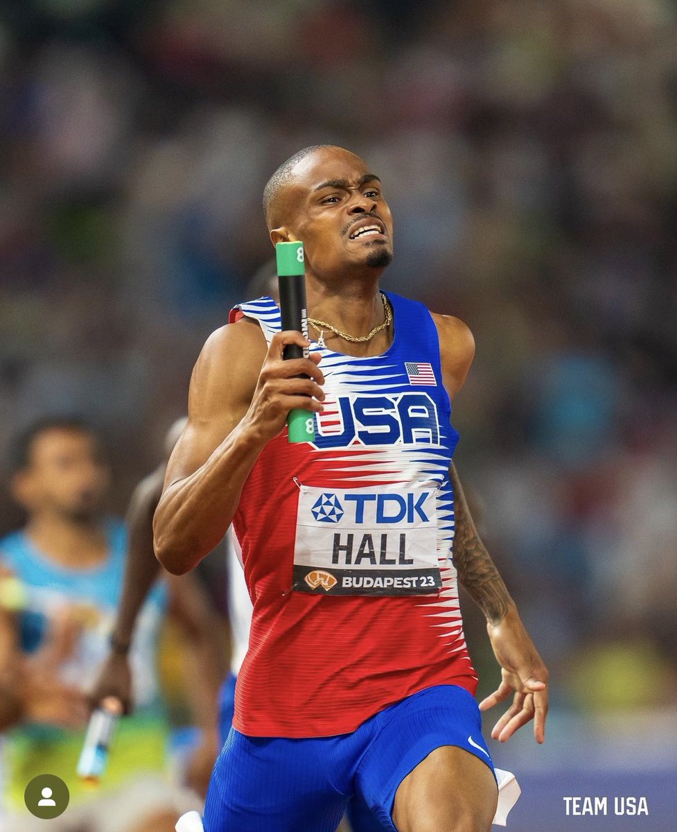 Quincy Hall wins GOLD as he ran the first leg of the USA 4x400m in Budapest. Great world championships for Quincy as he comes home with a gold and a bronze!! Go Giants!! @COSGiant @3C2Asports @VTD_Sports