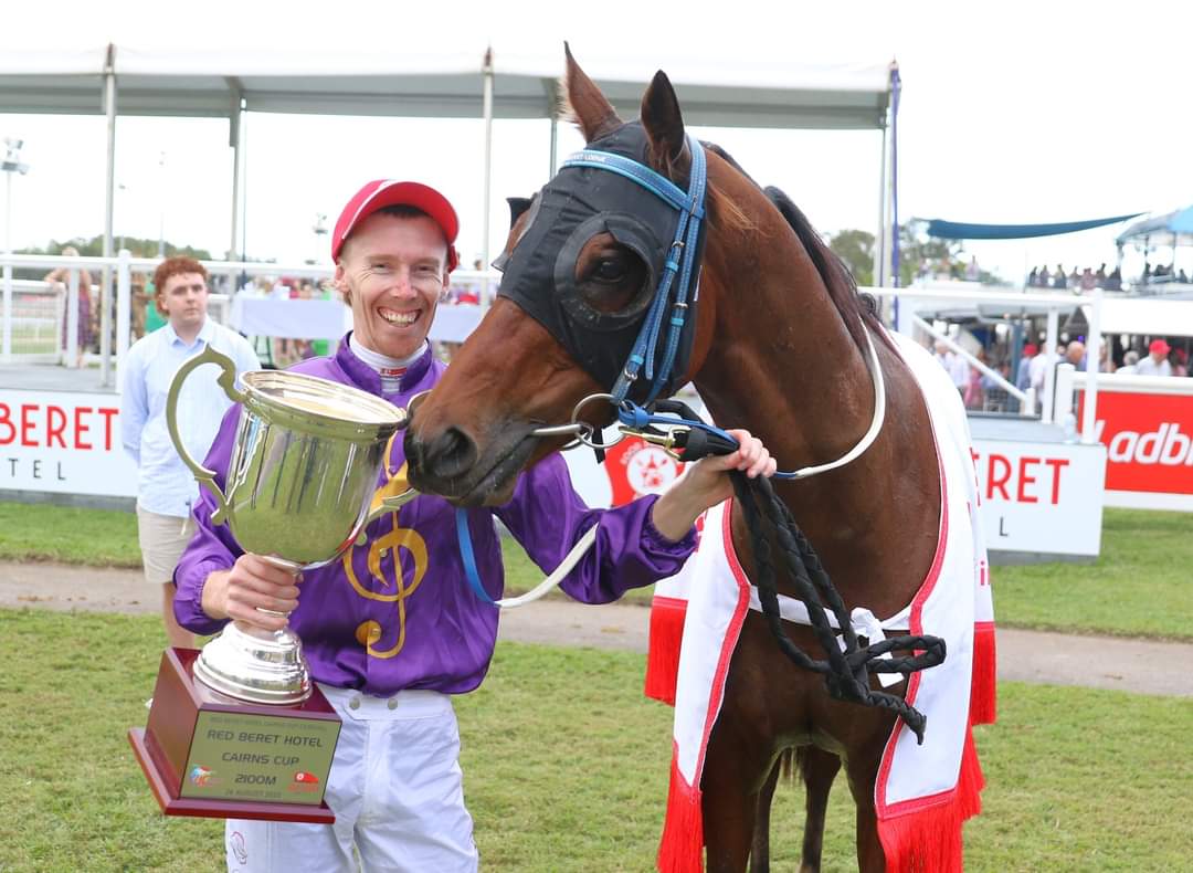 richescameron's tweet photo. The 2023 Red Beret Hotel Cairns Cup Winner

The Driller
Trainer- John Manzelmann
Jockey- Adam Sewell

📸 Darren Winningham https://t.co/CUwF5bZM6p