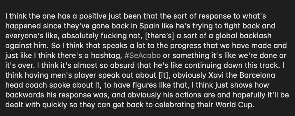 tayvincent6's tweet photo. #ReignSupreme Megan Rapinoe on everything that is happening in the Spanish Fed after the World Cup

#ContigoJenni #SeAcabo https://t.co/QEBFdiMMUy