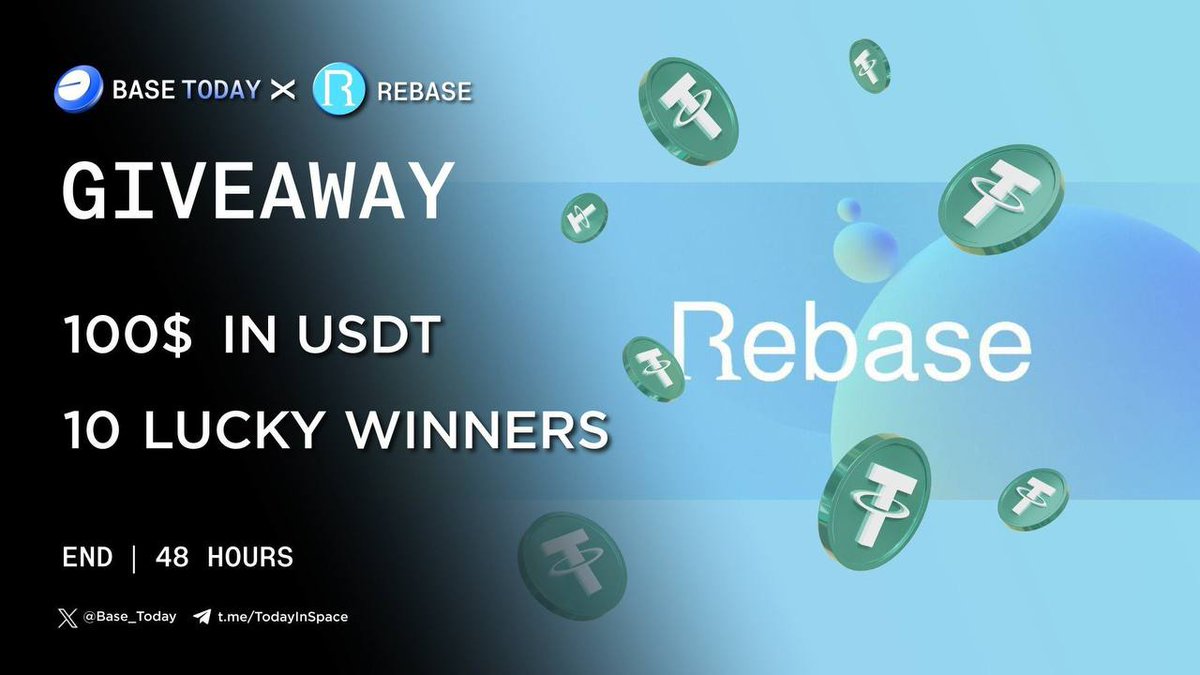 lunanomacrypto's tweet photo. 📢 @Base_Today is featuring @rebasebase 🎉
the 1st Rebasing token on @BuildOnBase . 

- Rebase is a direct fork of Ampleforth the coin that kicked off DeFi Summer
- 85% of the token supply is distributed through its liquidity pool incentives call Volcano
- Current liquidity for Rebase: $450K
- Current MC for Rebase: $1.6M

💸 Giveaway $100 in $USDT

🏆 To win
1️⃣ Follow @rebasebase & @Base_Today
2️⃣ Like the pinned post on @rebasebase
3️⃣ RT, Like & Tag 3 friends

#BaseToday #Rebase #BuildOnBase #OnchainSummer