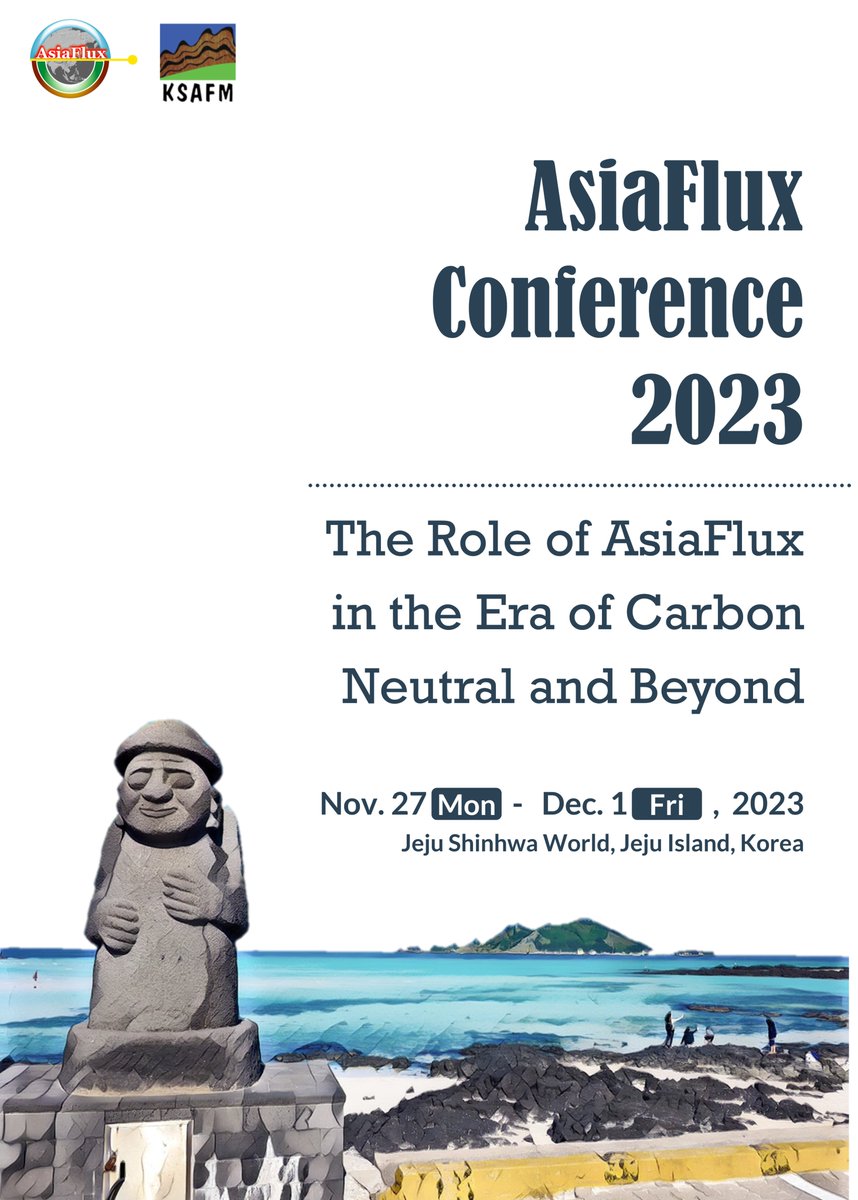 HojinLEE (@hojinleee) on Twitter photo "AsiaFlux Conference 2023" will be held from 27 November to 1 December 2023.
public.thinkonweb.com/sites/asiaflux
Deadline for Abstract submission: September 30, 2023
Deadline for Early bird registration: September 30, 2023
We look forward to your registration! "AsiaFlux Conference 2023" will be held from 27 November to 1 December 2023.
public.thinkonweb.com/sites/asiaflux
Deadline for Abstract submission: September 30, 2023
Deadline for Early bird registration: September 30, 2023
We look forward to your registration!
