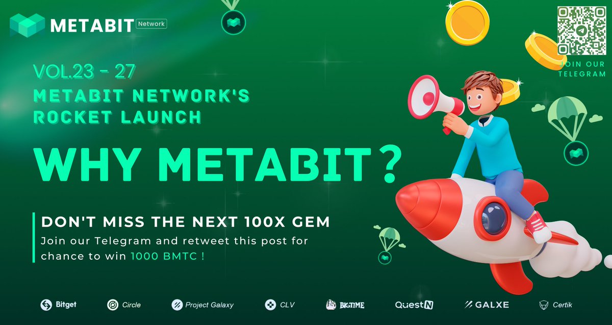 bmtcfoundation's tweet photo. 🚀Rocket Launch Vol. 23-Vol.27🚀
METABIT Dazzling Rising Star in a Bear Market
⌚August 28th to September 1st, 9:00 A.M. EST
🎙METABIT TEAM
🔗Venue: https://t.co/KGohLo4LCD…
#METABIT #RocketProject #CryptoGiveaway https://t.co/zOIRJVzDXs