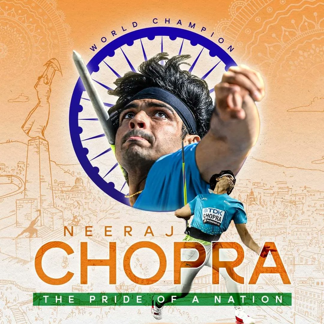 Sunilp1992's tweet photo. WORLD CHAMPION🥇
Neeraj Chopra with a massive 88.17m throw to win the World Championship title in javelin.
Such an inspiration for all athletes! Congratulations 👏👏
#WorldAthleticsChamps #Javelin https://t.co/SHhxi9sz3v
