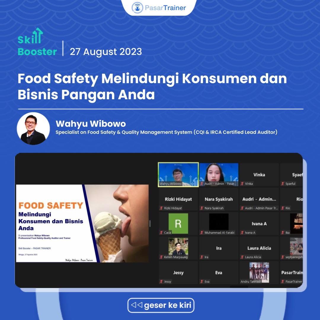PasarTrainer's tweet photo. Skill Booster, Food Safety Melindungi Konsumen dan Bisnis Pangan Anda

Sampai jumpa dikelas-kelas kami selanjutnya ya!

#trainingmarketplace #pasartrainer #trainingmarketplace #hrtraining #corporatetraining #webinar #infowebinar #kelaswebinar #webinaronline https://t.co/70Z6kEBA70