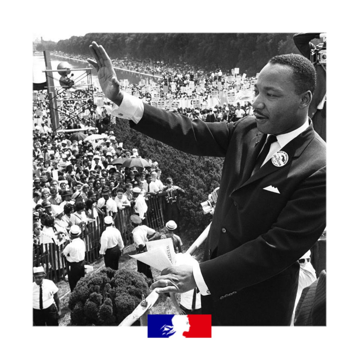 MinistereCC's tweet photo. #CeJourLà | Le 28 août 1963, Martin Luther King prononce "I have a dream", un discours entré dans l'histoire, en faveur de l'égalité des droits. https://t.co/U7M140P0rn