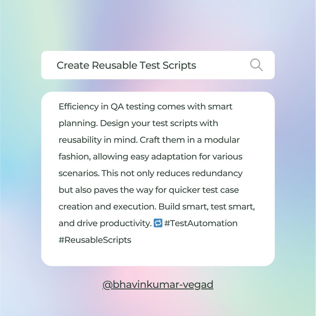 bhavinvegad's tweet photo. Share your thoughts 
#testingtips #VersionControl #TestScripts #TestAutomation #ReusableScripts #TestDesign #EquivalencePartitioning  #sharedbyvb https://t.co/xSVqCYDqYo