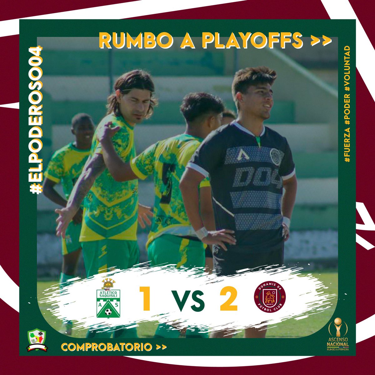 04DunamisFC's tweet photo. Les compartimos nuestro resultado del día de ayer 🆚 @atlsaquisili, en nuestra preparación previo a los #playoffs del #ascensonacional
Ahora a esperar nuestro rival oficial 🇲🇱🔥 VAMOS EL PODEROSO 04
•
•
•
#elpoderoso04 #fuerza #poder #voluntad #dunamis04 #d04fc #playoffs https://t.co/yUz47y1fBx