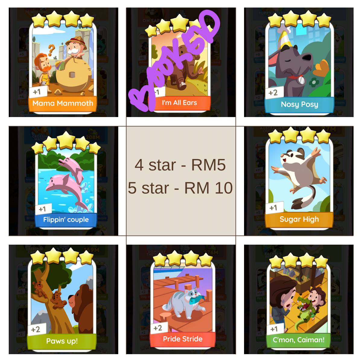 notMimie2's tweet image. Open to trade and can nego until i agree. 

To trade:
1) say cuddle
2) right at home

#monopolygo #stickertrade #monopolymalaysia #monopolygomalaysia