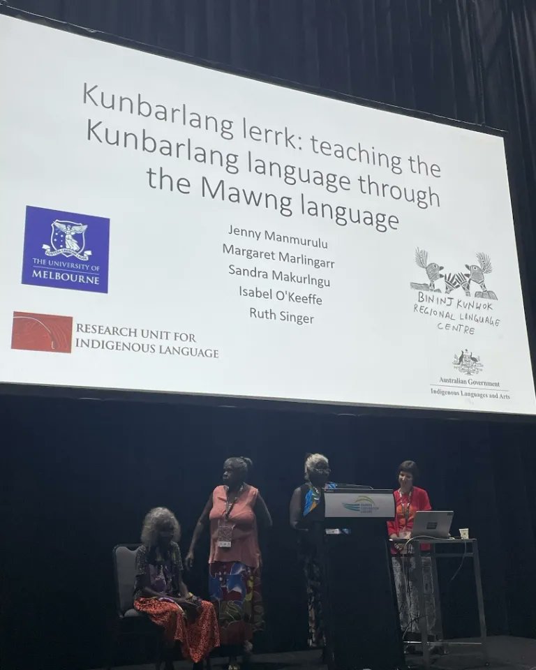 ngaralk's tweet photo. Jenny Manmurulu, Sandra Makurlngu, Margaret Marlingarr and Isabel O'Keeffe gave a talk at the Puliima Indigenous languages and technology conference last Friday. About the new Kunbarlang language online course https://t.co/jdTttS1J0u