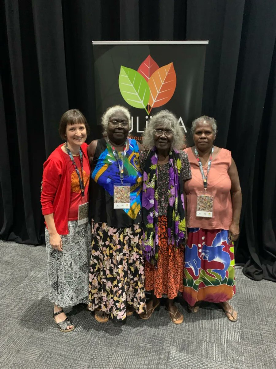 Jenny Manmurulu, Sandra Makurlngu, Margaret Marlingarr and Isabel O'Keeffe gave a talk at the Puliima Indigenous languages and technology conference last Friday. About the new Kunbarlang language online course