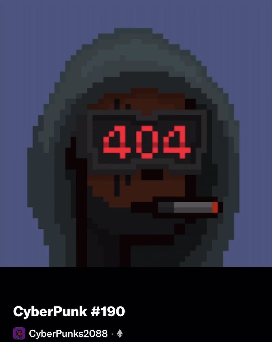 But this is the NFT from <a href="/NFTCyberPunks/">CyberPunks2088</a>  project that goes well with this name! Best looking punk with the perfect name! Lfgggg