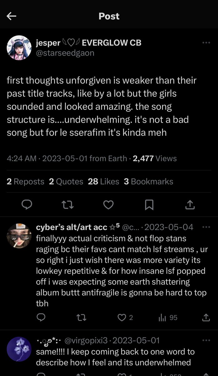 happihobi_'s tweet photo. I don’t understand how ppl were hating on unforgiving by le sserafim only to be diehard fans of the song now bc a newly debuted idol from a small label (belle from natty’s group) took part in composing the song??? The hatred for hybe truly runs deep in kpop fans https://t.co/AadTPde7eR
