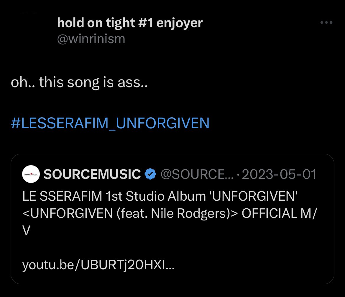 happihobi_'s tweet photo. I don’t understand how ppl were hating on unforgiving by le sserafim only to be diehard fans of the song now bc a newly debuted idol from a small label (belle from natty’s group) took part in composing the song??? The hatred for hybe truly runs deep in kpop fans https://t.co/AadTPde7eR