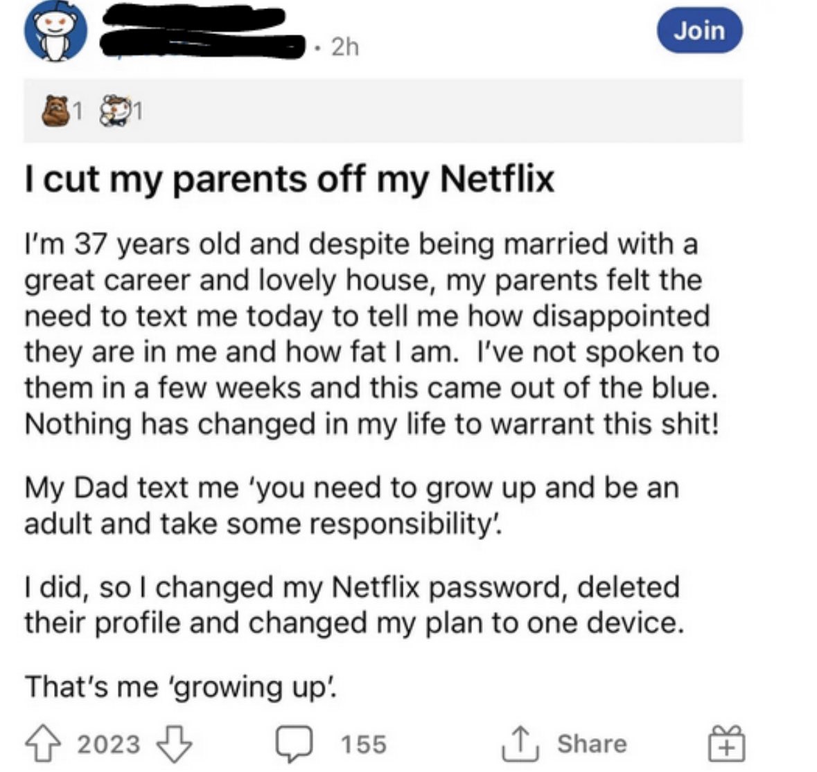 Redditor grows up