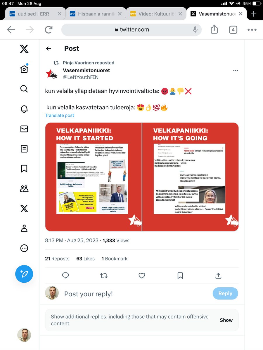 tellakvere's tweet image. #soome poliitika: rohelised, vasakliit, eelarve //@MariaOhisalo milline oleks opositsiooni eelarve ?