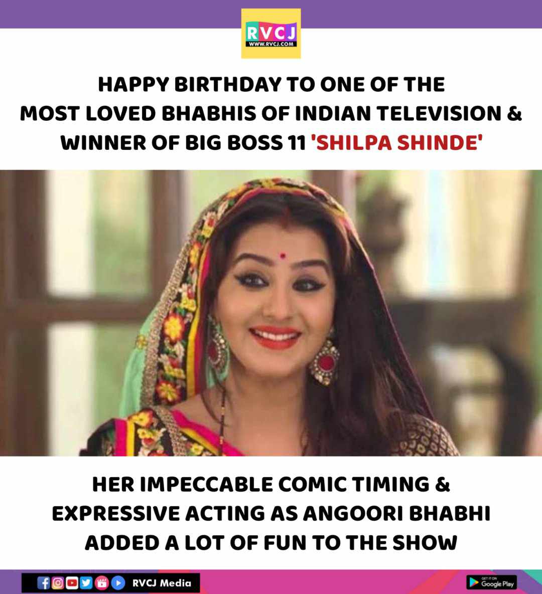 rvcjmovies's tweet photo. Happy Birthday Shilpa Shinde

#shilpashinde #bhabhijigharparhai #angooribhabhi #rvcjmovies #rvcjinsta https://t.co/0Gs9z4ToES