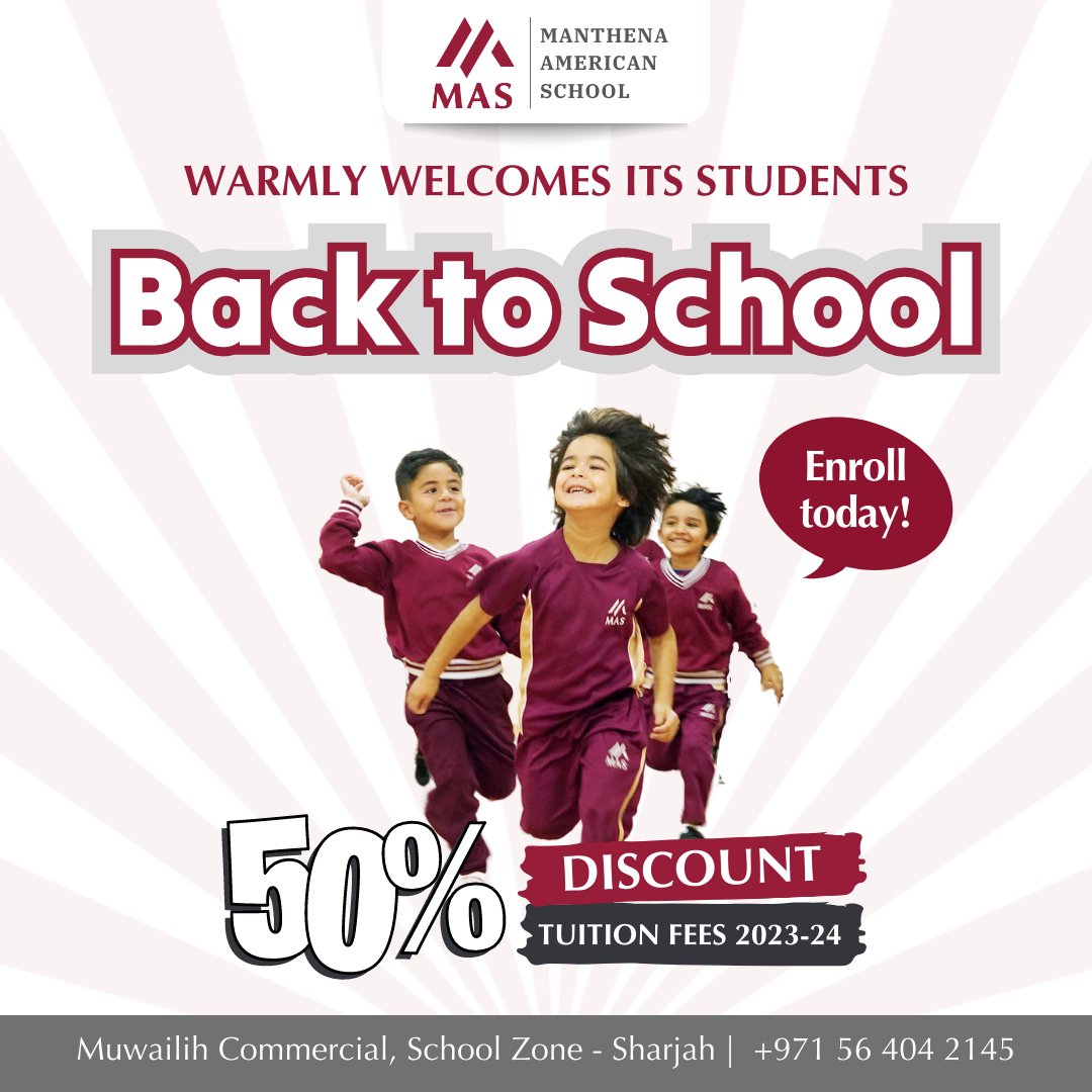 MASsharjah's tweet photo. Manthena American School joyfully opens its doors, welcoming our bright students back to another year of growth and discovery!
πβ¨ Get in touch for more info:
π§ info@mas-sharjah.ae
π +971 56 404 2145
π https://t.co/lzSkO1Ax0h
#BackToMAS #NewBeginnings #MASJourney https://t.co/8nWjxIU8nE