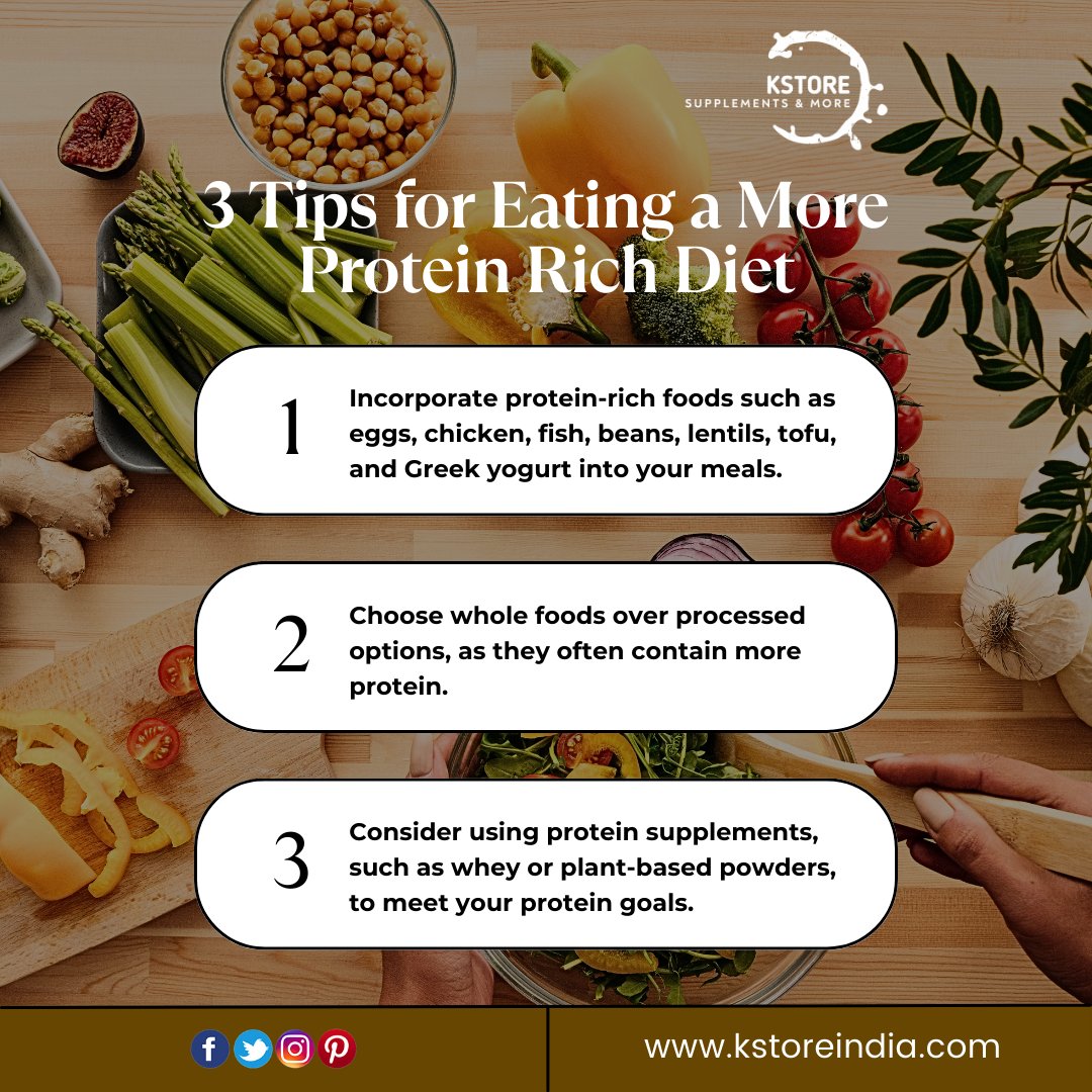 3 Tips for Eating a More Protein-Rich Diet💪

K Store Supplements & More💪
♦ The Complete Gym Solution Store
♦ Buy Genuine & Stay Healthy
K Store 761/5, Jheel Khurenja Geeta Colony, Delhi, 110051
📞09312206676
kstoreindia.com

#supplementstore #nutritionstore #protein