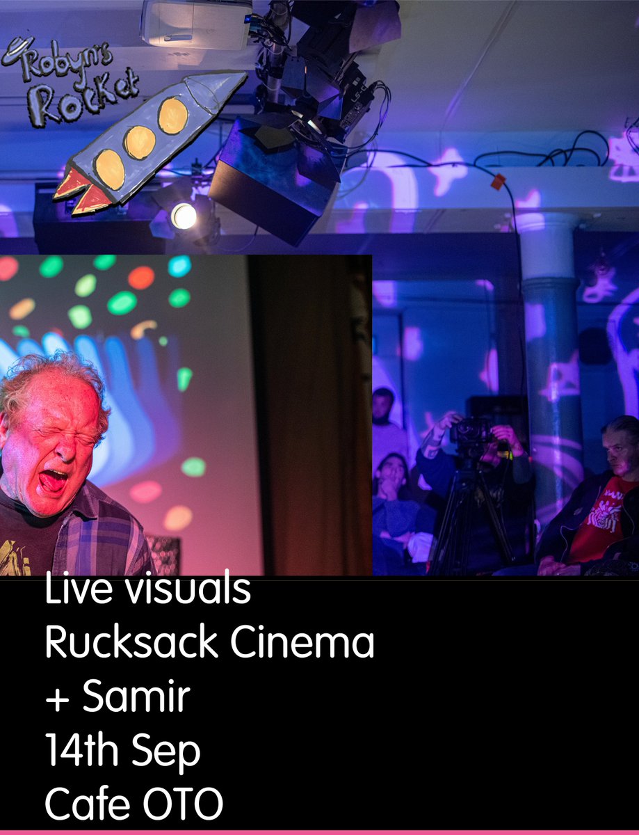#LiveVisuals are important @RobynsRocket see Rucksack cinema and @HeartnSoulArt artist Samir do their thing. cafeoto.co.uk/events/robyns-…