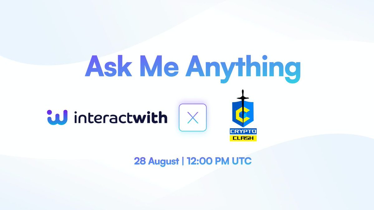 🗣 Twitter Spaces #AMA 🗣

We invite you to join our exciting AMA today with <a href="/CryptoClash1/">Crypto Clash</a> 

📅 28th August
⏰ 12:00 UTC 
📍 x.com/i/spaces/1PlJQ…

See you later 👋