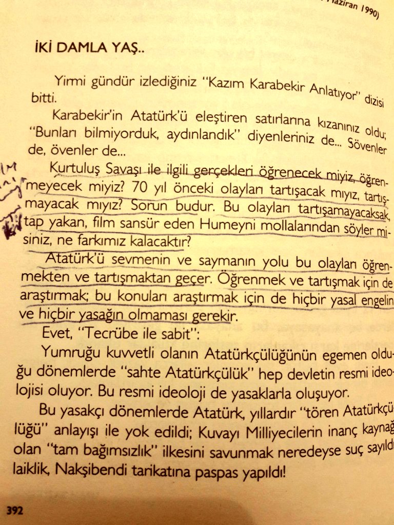 Rahmetli Uğur Mumcu Kâzım Karabekir Paşa’nın hatıralarını yayınladı diye kendisine veryansın edenlere şu basit soruyu sorarak fikrimize tercüman olmuş: 'Kurtuluş Savaşı ile ilgili gerçekleri öğrenecek miyiz, öğrenmeyecek miyiz? 70 yıl önceki olayları tartışacak mıyız…