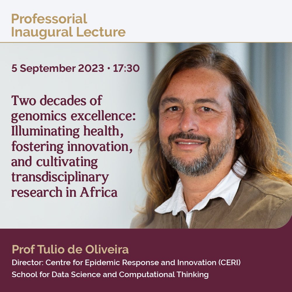 Please join us for the Professorial inaugural lecture by Prof @tuliodna Register via this link: forms.office.com/r/yR1gj1JSkm