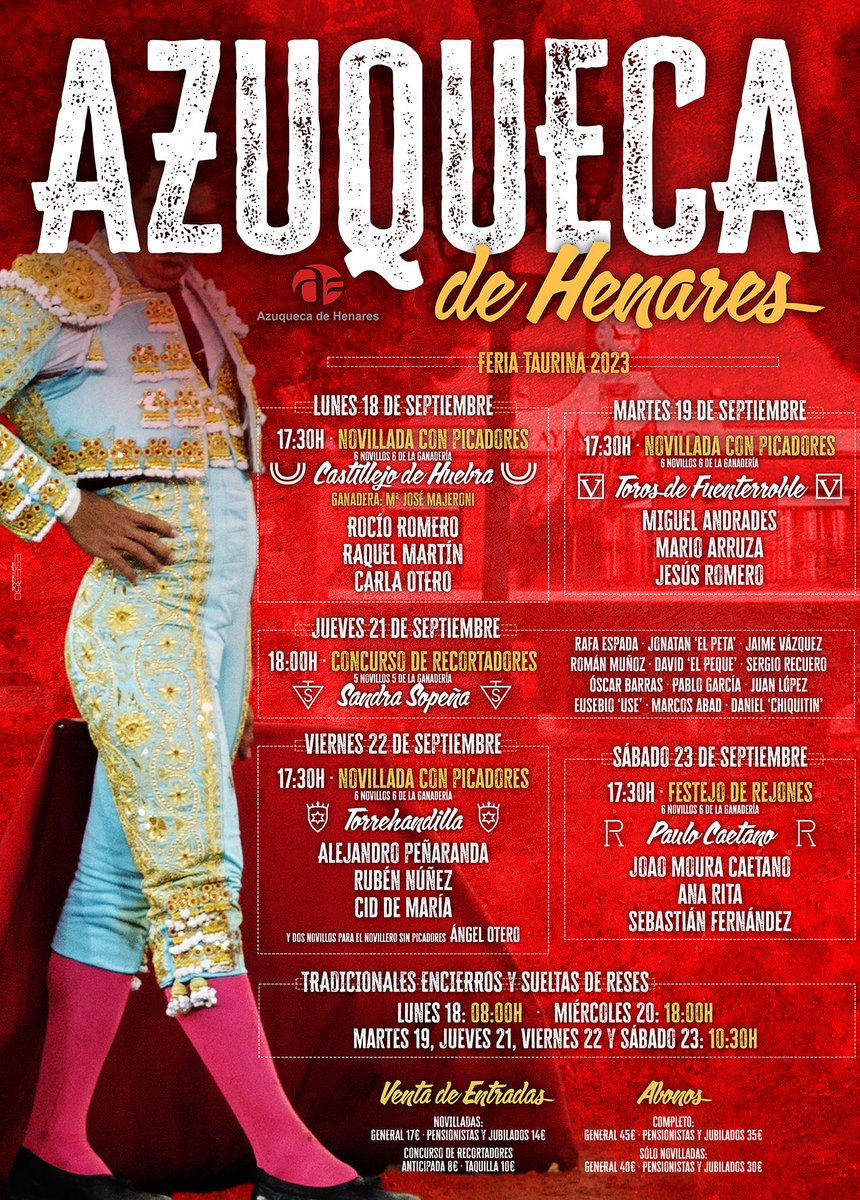 AytoAzuqueca's tweet photo. ♀️🐂 La Feria Taurina de #Azuqueca incorpora una novillada con tres mujeres novilleras el lunes 18 de septiembre 👉 https://t.co/jrYGBSkCmf https://t.co/TYHjKshzTZ