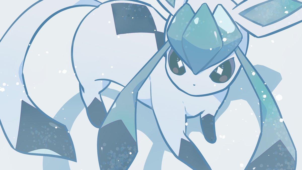 glaceon no humans pokemon (creature) solo full body looking at viewer closed mouth snow  illustration images