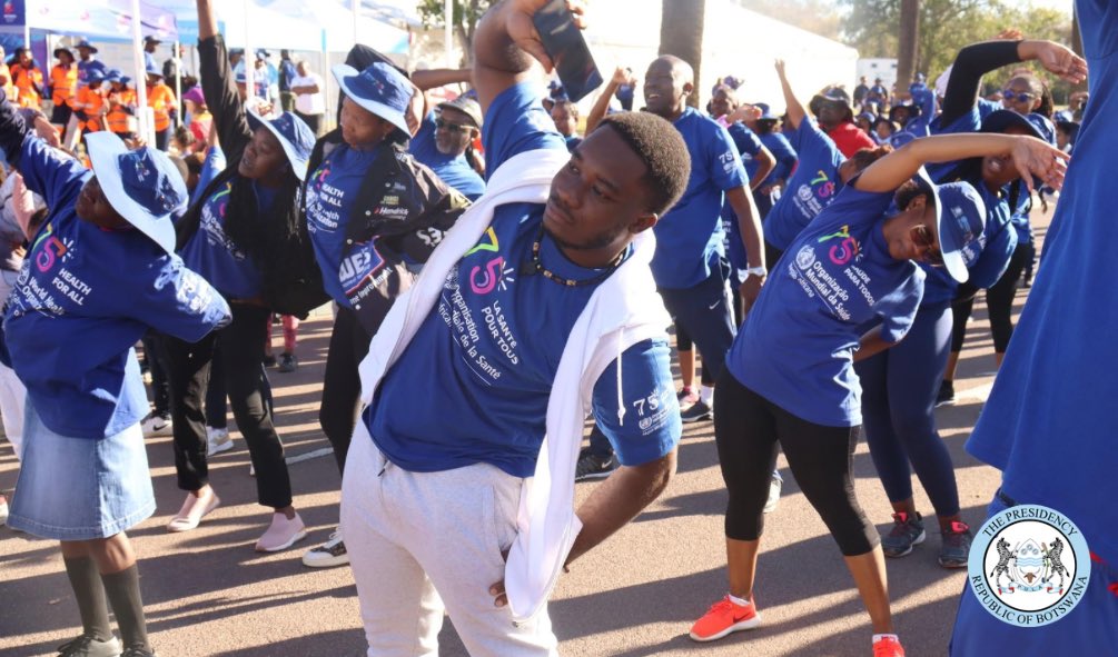 OfficialMasisi's tweet photo. Dumelang bagaetsho. Yesterday, First Lady @njmasisi &amp; I joined multitudes of the 73rd Session of the @WHOAFRO Regional Conference committee delegates including Ministers of Health from African countries to Walk the Talk for six kilometres to beat non-communicable diseases (NCDs). https://t.co/yjQMz9NBZe