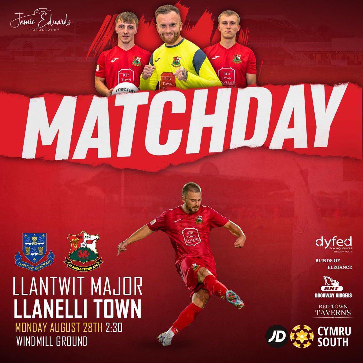 ITS MATCHDAY! 

Safe travels to our players, staff and supporters and enjoy your Bank Holiday Monday at <a href="/LlantwitMajorFC/">CPD Llanilltud Fawr/Llantwit Major AFC</a> where no doubt you’ll have a warm welcome as always! 

COYR ⚽️

#RedTown