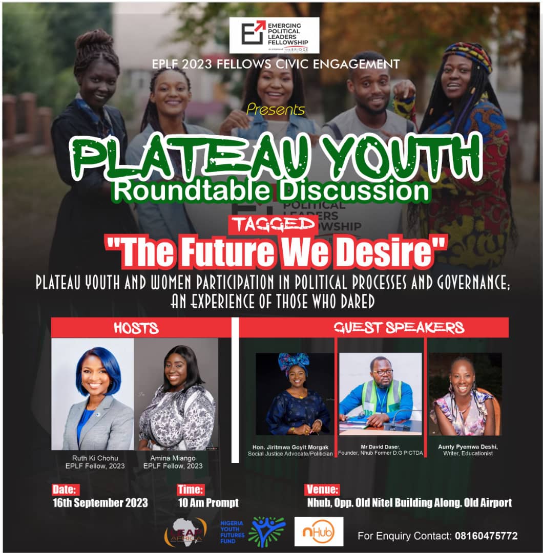 YourCyberGirl's tweet photo. @geembeeya and I will be hosting a "PLATEAU YOUTH ROUNDTABLE DISCUSSION" here in the city of Jos. 

This is going to be a FREE event but you MUST reserve a seat for yourself. 

Kindly register here https://t.co/Rxa6xoI1Av 
Please share this with people you cherish. https://t.co/fjfHSiwQtU