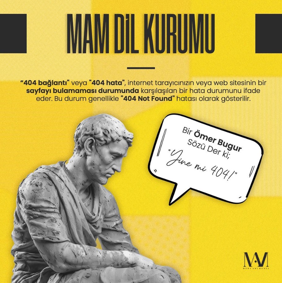 404 bağlantı” veya “404 hata”,internet tarayıcınızın veya web sitesinin bir sayfayı bulamaması durumunda karşılaşılan bir hata durumunu ifade eder.Bu durum genellikle “404 Not Found”hatası olarak gösterilir.

#mertarımedya #dilkurumu #yarençakar #MedyaHaber