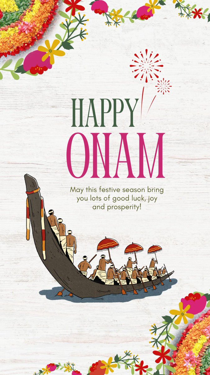 Wishing you all a colorful and joyous Onam! May the spirit of unity and prosperity fill your homes with happiness. 🌾🪴 #OnamWishes #FestivalOfHarvest #JoyfulCelebration'