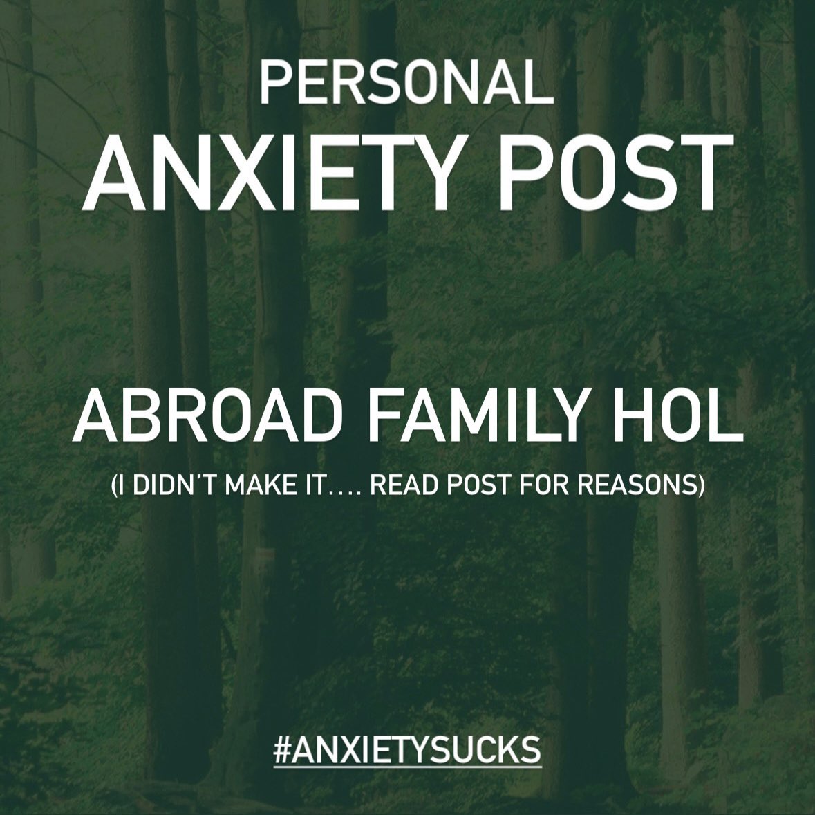 💚 ANXIETY POST 💚 ABROAD FAMILY HOL - I DIDN’T MAKE IT

We haven’t been on a holiday abroad for around 10 years and Sophia has never been abroad.

The travel duration when flying is a massive trigger for…..

CLICK THE LINK TO READ THE FULL POST totalmtb.co.uk/abroad-family-…