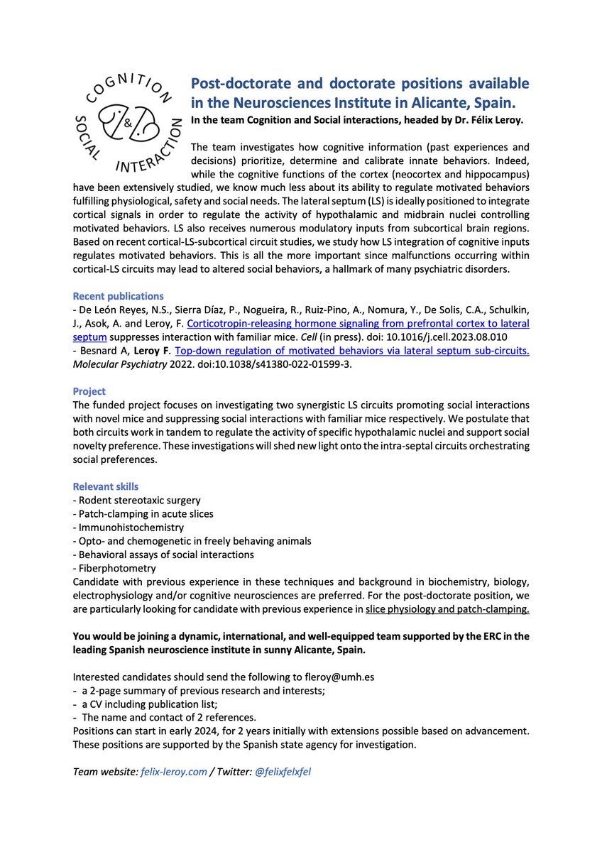 Postdoc and doctorate positions available to join our team in sunny Alicante! Please share.