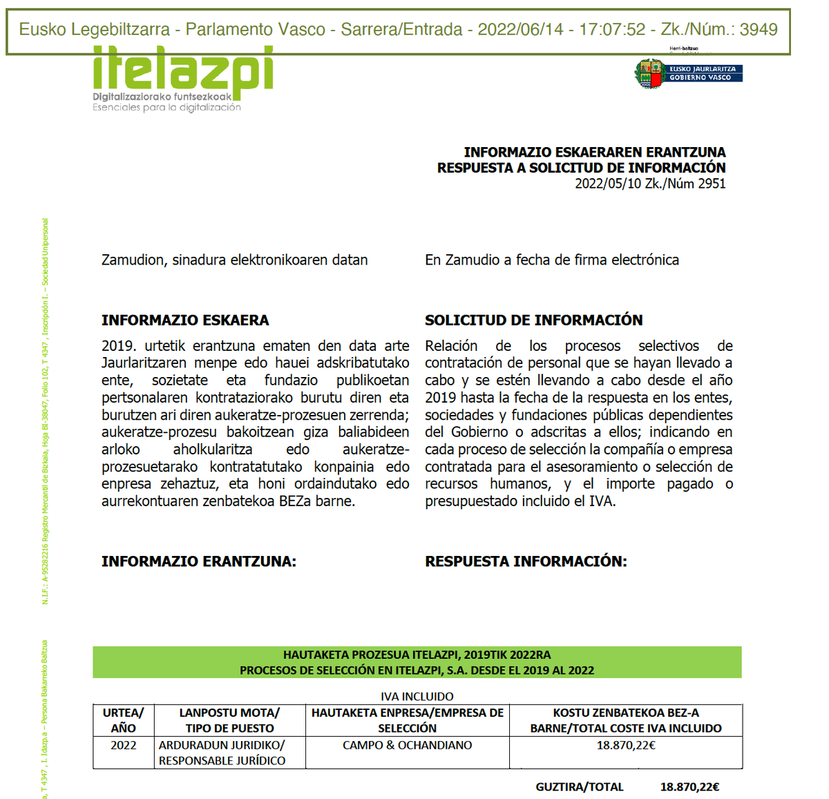 GardenaEus's tweet photo. En @gardenaeus nos asalta una duda, ¿cómo es posible que dos respuestas parlamentarias difieran en los #datos para un periodo de tiempo común? 🧐
Itelazpi... ¿con qué versión del #gasto nos quedamos? ¿2.650€ o 18.870,22€? 🤷♂️
#transparencia
https://t.co/Sl8bDOLjIM https://t.co/Ozpa3vIQSj