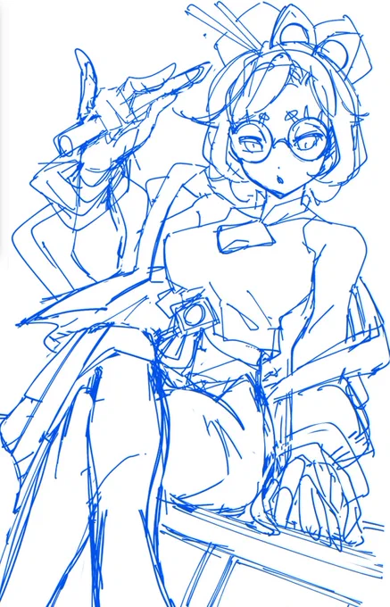 次のイラストの下書きできましたポージング気になったので描き直しましたお楽しみに…! 