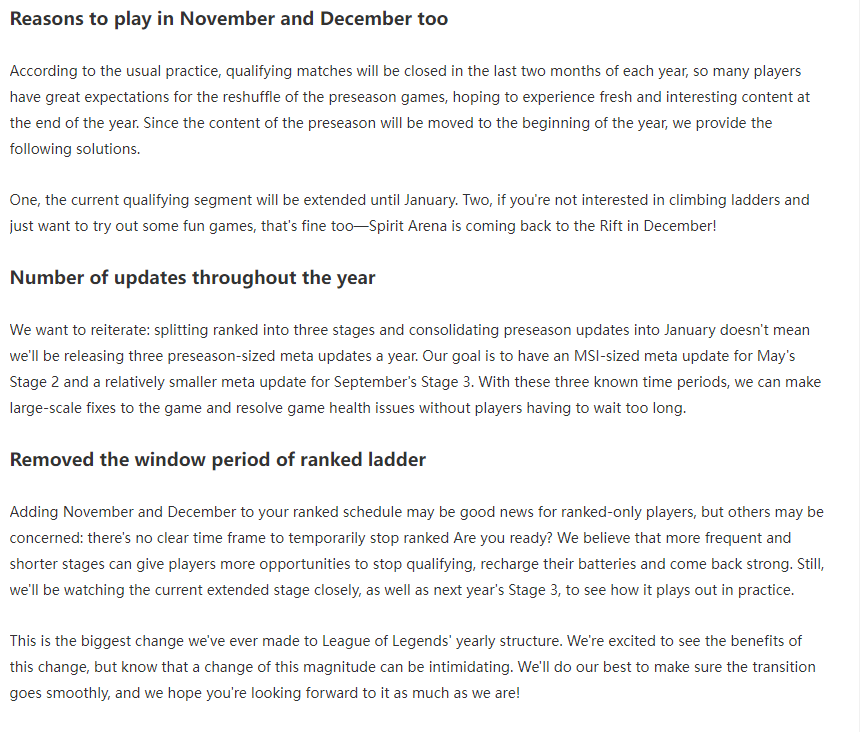 BessWisty's tweet photo. LoL CN/Tencent published an article earlier than the rest of the world.

We won't have a Pre-season anymore (the time without ranked) instead we will have 3 splits now.

You guys can see the full article on the CN League site, use a translator for it.

https://t.co/PP60k3Xtah https://t.co/5JTsOlTajV