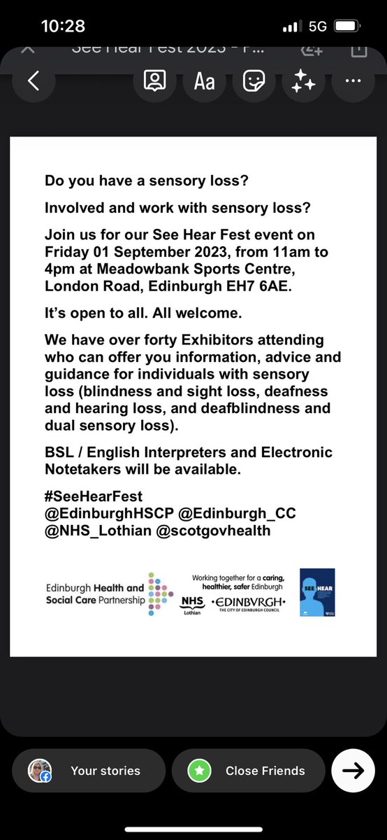 #seehearfest is taking place this Fri. It may be of particular interest to individuals with sensory loss and other disabilities. Also to family, friends, carers, colleagues &amp; organisations who have an interest or involvement with sensory loss and other disabilities matters.
