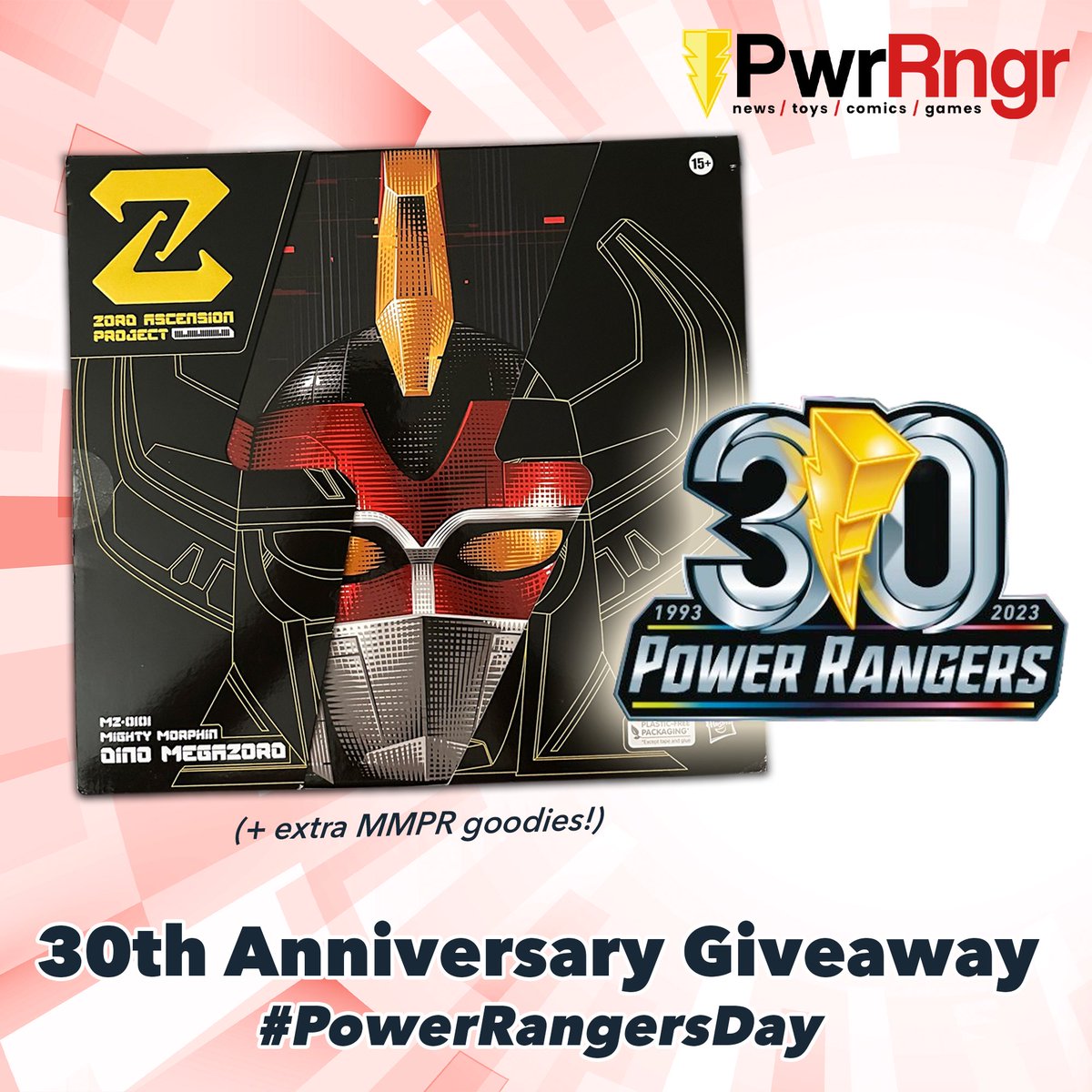 Happy #PowerRangersDay and also #PowerRangers 30th Anniversary!

To celebrate this epic #PowerRangers30 milestone, we’re giving back to Ranger Nation.

You could win this Lightning Collection ZAP Dino Megazord (plus some other MMPR goodies)!

To Win:
⚡️ Like
⚡️ Follow
⚡️ RT