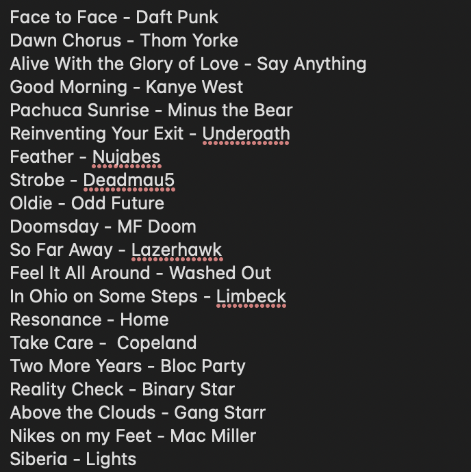 DoloExTravis's tweet photo. Had fun thinking through my #20tracks today. I've got an "honorable mentions" list just as long so if you take issue with any of these then remember a) it's a tough exercise and b) you're wrong. https://t.co/JoeXuPHoqn