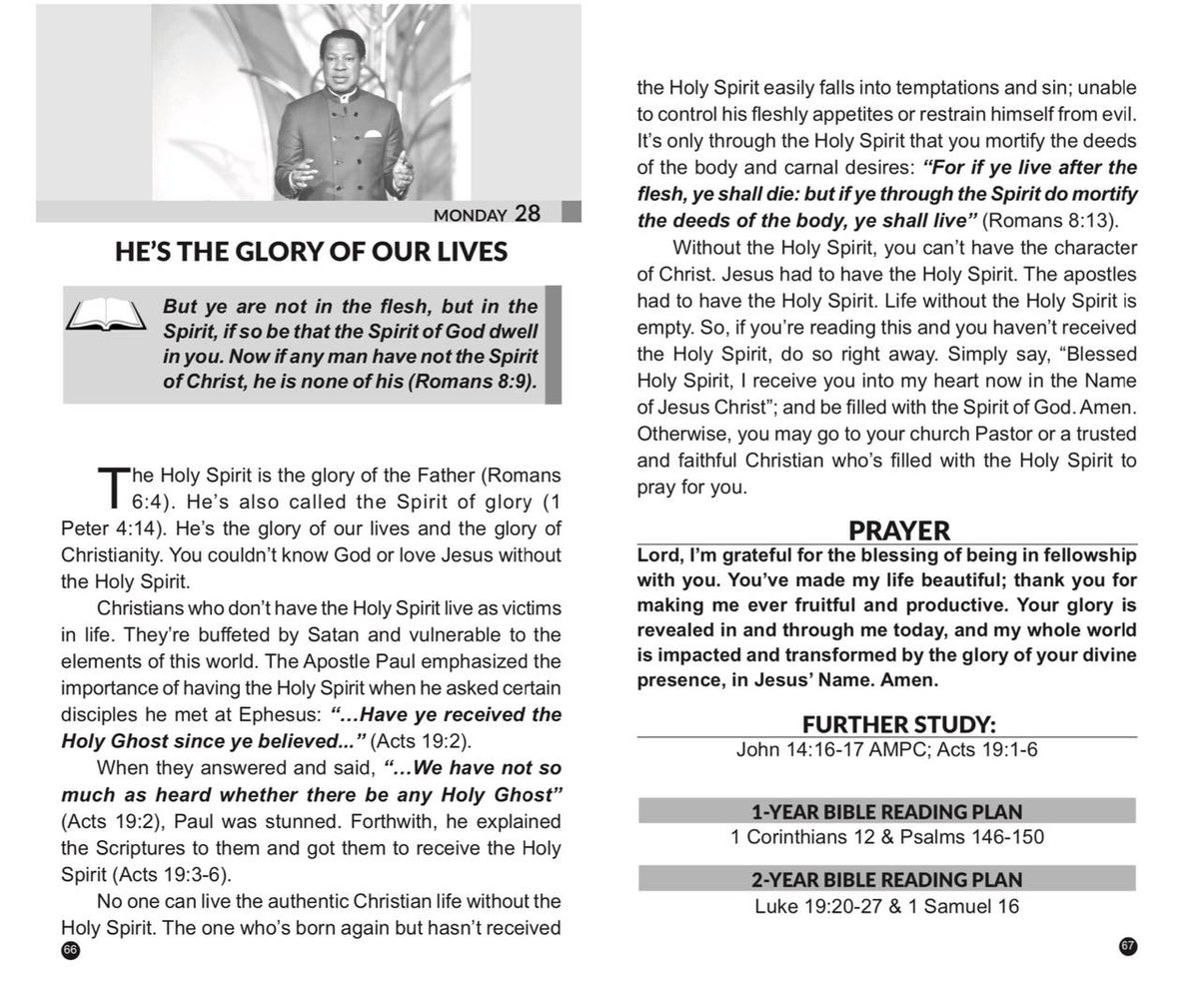 Allywealth's tweet image. No one can live the authentic Christian life without the Holy Spirit. The one who’s born again but hasn’t received the Holy Spirit easily falls into temptations and sin; unable to control his fleshly appetites or restrain himself from evil. 

#RhapsodyAugust28