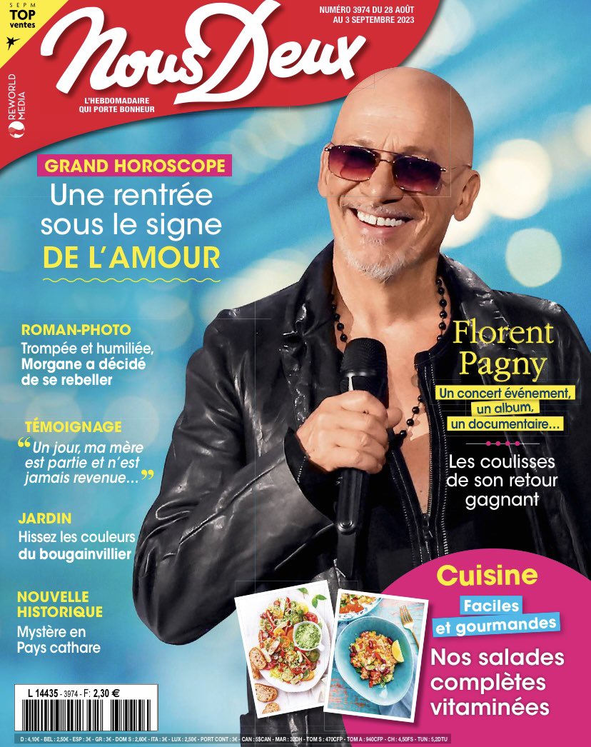 RomualdFERRER's tweet photo. En Une de @NousDeuxMag @florentpagny pour le concert événementiel #AvecFlorentPagnytoutlemondeELA le vendredi 01/09 à 21:10 @TF1 et la sortie de son album #2Bis 👍 https://t.co/yyuDEG3V0c