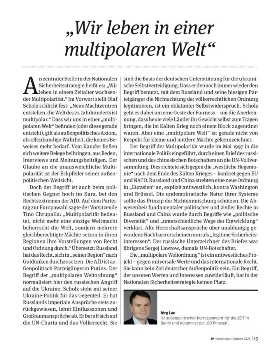 CarloMasala1's tweet photo. .@joerglau on point. Multipolarität ist ein normativer (antiliberaler) Kampfbegriff, keine analytische Beschreibung. https://t.co/Vx51XiM2t4