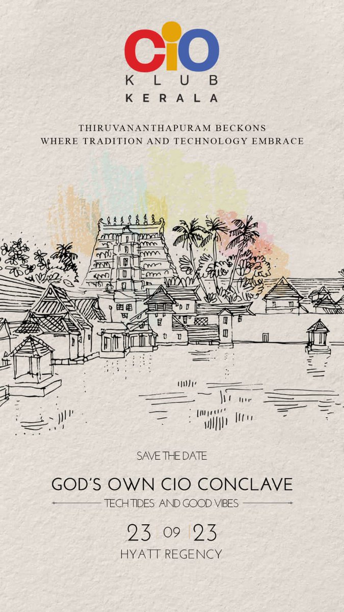 CIOAssociation's tweet photo. CIO Klub #KeralaChapter is proud to present its second Avatar of Annual Day event, “God’s own CIO Conclave 2023” on September 23. Last year’s immense success of the annual event has not made us complacent, and we are raising the performance level higher and higher!
#Conclave https://t.co/CNa15AeyXk
